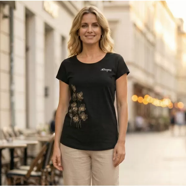  Tricou pentru femei ALTISPORT ALW132122 NEGRU SI AURIU 