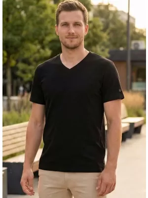 Tricou pentru bărbați cu mâneci scurte SAM 73 BLANE MT 807 NEGRU