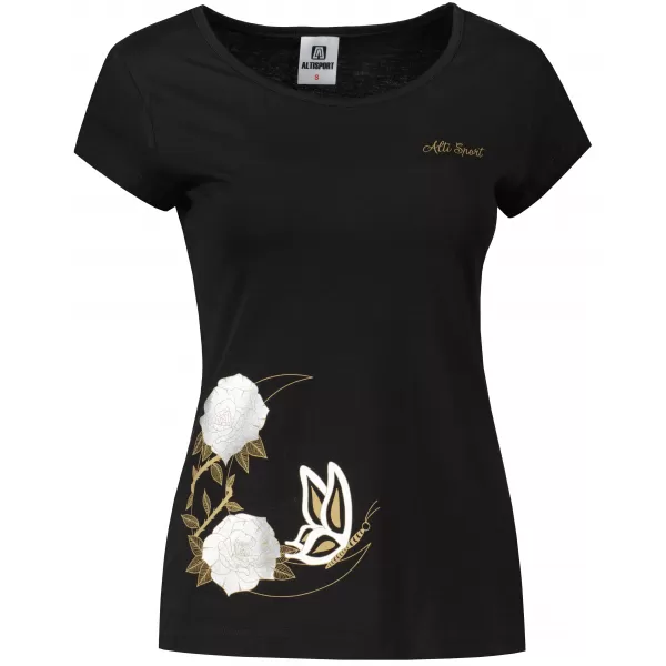  Tricou pentru femei ALTISPORT ALW146122 NEGRU SI AURIU 