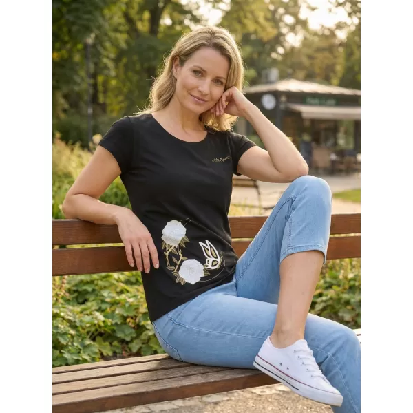  Tricou pentru femei ALTISPORT ALW146122 NEGRU SI AURIU 