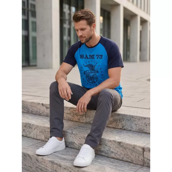  Tricou bărbătesc cu mâneci scurte SAM 73 JORDAN MT 805 ALBASTRU STRĂLUCITOR 