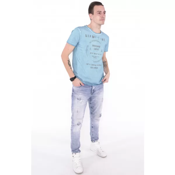  Tricou pentru bărbați KIXMI NAVIN ALBASTRU 