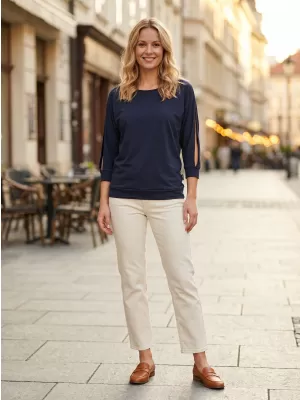 Tricou dama cu maneci 3/4 SAM 73 VIVIAN WT 863 ALBASTRU ÎNCHIS