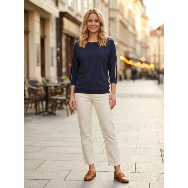  Tricou dama cu maneci 3/4 SAM 73 VIVIAN WT 863 ALBASTRU ÎNCHIS 