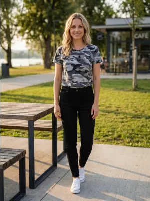 Tricou pentru femei cu mâneci scurte SAM 73 NORA WT 849 NEGRU