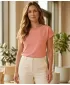 Tricou dama cu maneca scurta SAM 73 CELESTE WT 852 PORTOCALIU DESCHIS