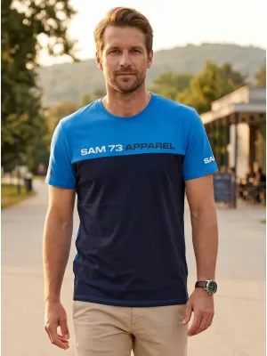 Tricou pentru bărbați cu mâneci scurte SAM 73 MALCOLM MT 800 ALBASTRU STRĂLUCITOR
