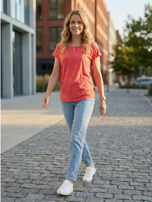 Tricou dama cu maneca scurta SAM 73 NASKA WT 858 ROZ APRINS