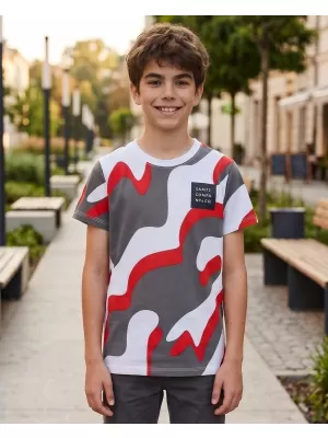 Tricou băiat cu mâneci scurte SAM 73 OSCAR BT 555 ROŞU