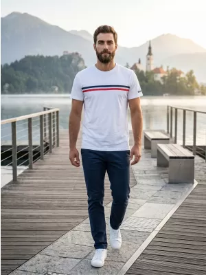 Tricou pentru bărbați cu mâneci scurte SAM 73 LARRY MT 803 ALB