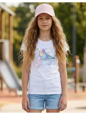 Tricou fetita cu maneca scurta SAM 73 URSULA GT 563 ALB