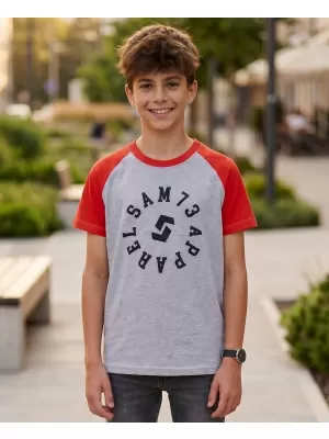Tricou băiat cu mâneci scurte SAM 73 RICHARD BT 558 GRI DESCHIS