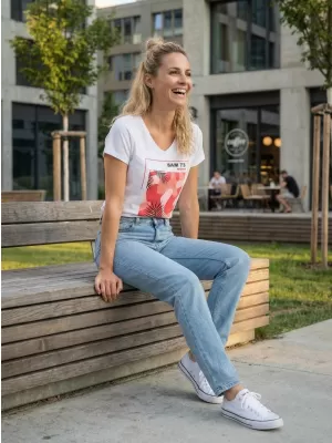 Tricou dama cu maneca scurta SAM 73 ILDA WT 855 ALB