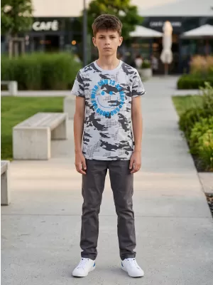 Tricou băiat cu mâneci scurte SAM 73 KELVIN BT 560 ALB