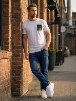 Tricou bărbătesc cu mâneci scurte SAM 73 SEAN MT 796 ALB