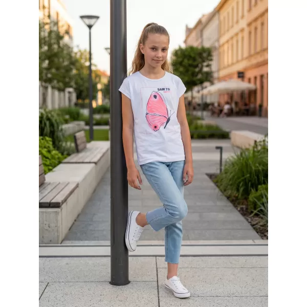  Tricou fetita cu maneca scurta SAM 73 AVERIE GT 566 ALB 