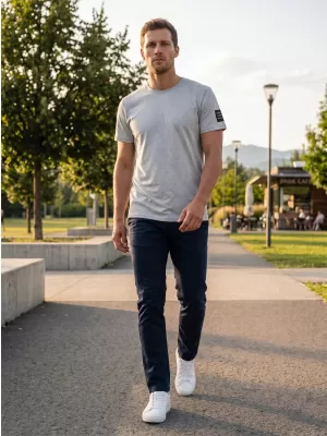 Tricou bărbătesc cu mâneci scurte SAM 73 FREDDIE MT 791 GRI DESCHIS