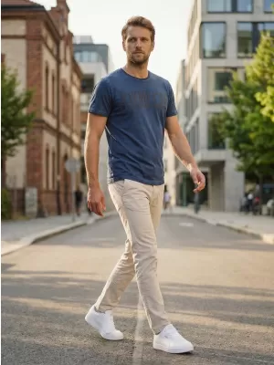 Tricou pentru bărbați KIXMI NARSEY ALBASTRU INCHIS
