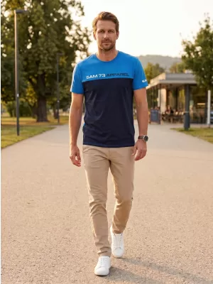 Tricou pentru bărbați cu mâneci scurte SAM 73 MALCOLM MT 800 ALBASTRU STRĂLUCITOR