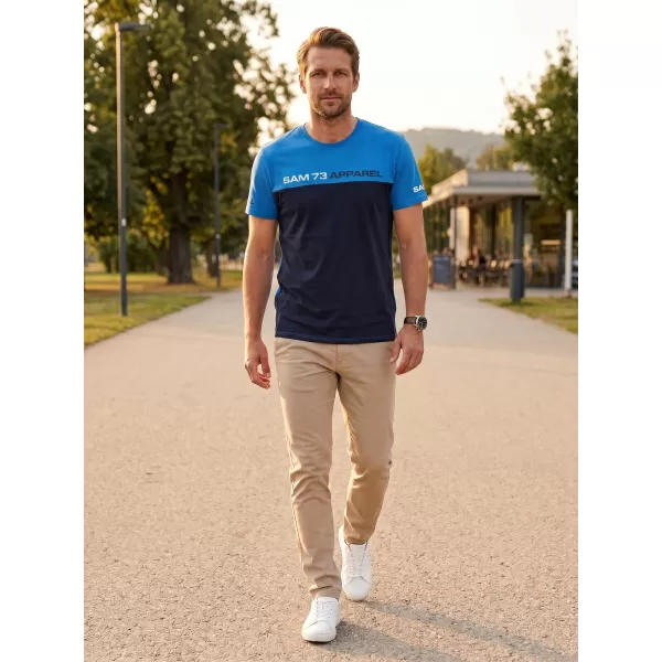  Tricou pentru bărbați cu mâneci scurte SAM 73 MALCOLM MT 800 ALBASTRU STRĂLUCITOR 