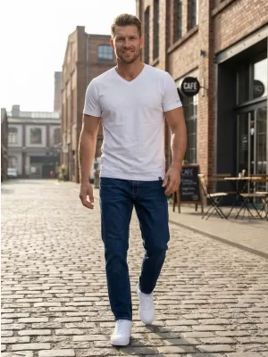 Tricou bărbătesc cu mâneci scurte SAM 73 LEONARD MT 793 ALB