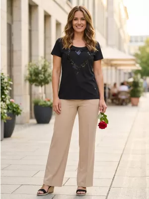 Tricou pentru femei KIXMI NANETTE NEGRU