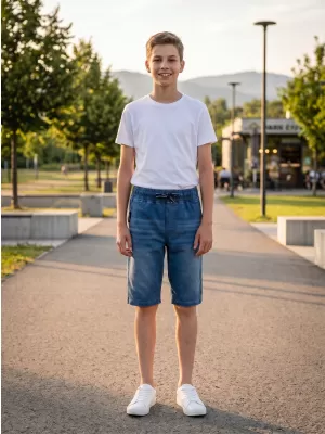 Pantaloni scurți pentru băieți SAM 73 VICTOR BS 536 DENIM LEJER