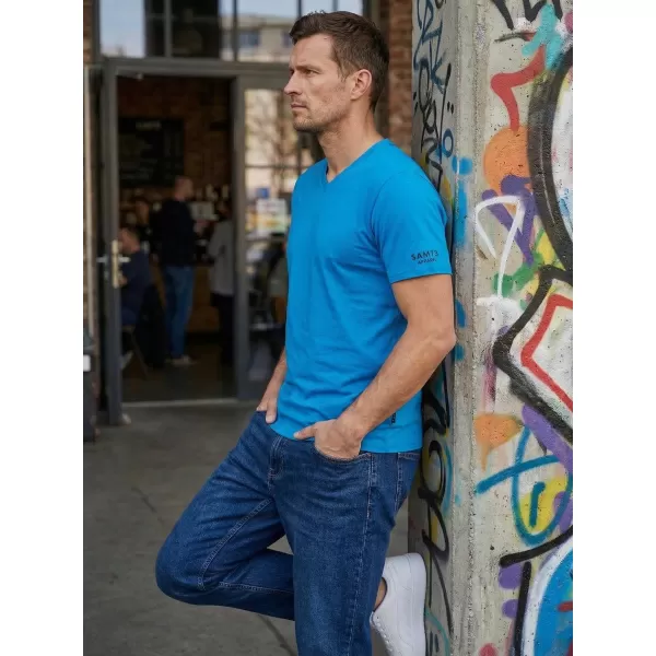  Tricou bărbătesc cu mâneci scurte SAM 73 LEONARD MT 793 ALBASTRU STRĂLUCITOR 