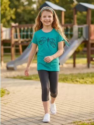 Tricou fetita cu maneca scurta SAM 73 RAELYN GT 567 TURCOAZ