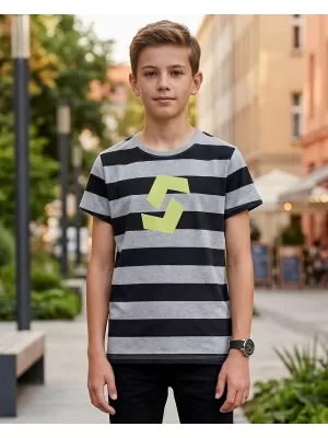 Tricou băiat cu mâneci scurte SAM 73 STANLEY BT 557 GRI DESCHIS
