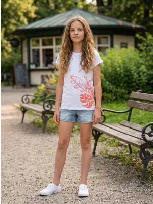 Tricou fetita cu maneca scurta SAM 73 STEPHANIE GT 562 ALB