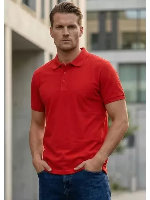 Tricou pentru bărbați cu guler SAM 73 HENRY MT 788 ROȘU-PORTOCALIU