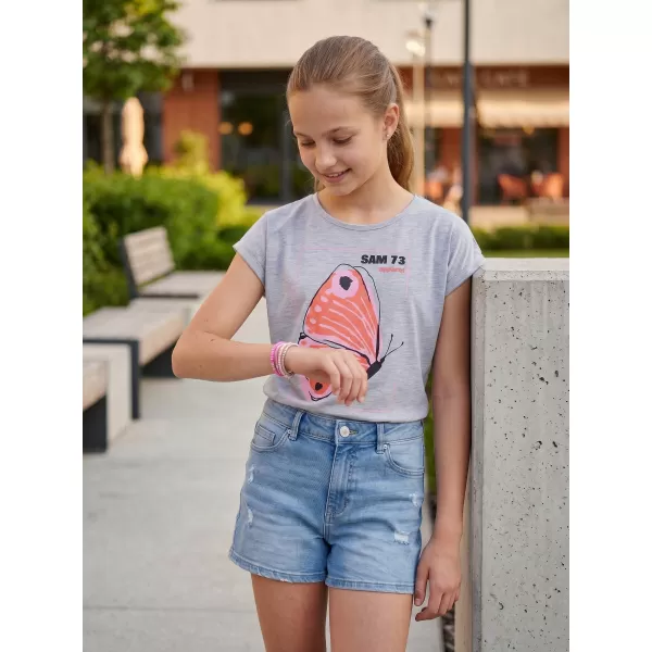  Tricou fetita cu maneca scurta SAM 73 AVERIE GT 566 GRI DESCHIS 