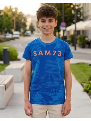 Tricou băiat cu mâneci scurte SAM 73 THEODORE BT 563 ALBASTRU STRĂLUCITOR