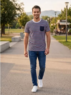 Tricou bărbătesc cu mâneci scurte SAM 73 MARTIN MT 794 ALB