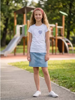 Tricou fetita cu maneca scurta SAM 73 ALAINA GT 564 ALB