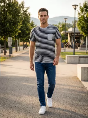 Tricou bărbătesc cu mâneci scurte SAM 73 MARTIN MT 794 GRI DESCHIS