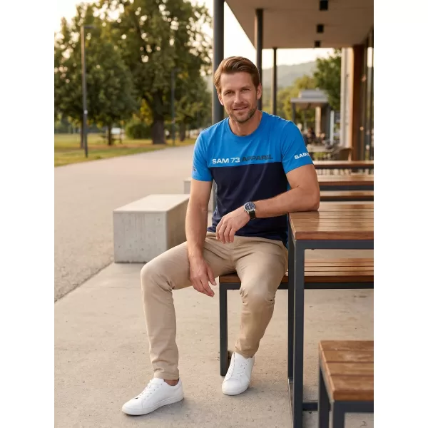  Tricou pentru bărbați cu mâneci scurte SAM 73 MALCOLM MT 800 ALBASTRU STRĂLUCITOR 