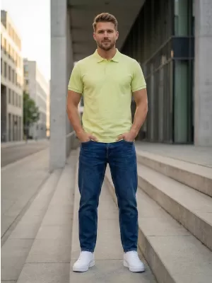 Tricou pentru bărbați cu guler SAM 73 HENRY MT 788 SVĚTLE GALBEN VERZUI