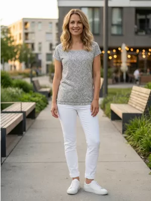 Tricou dama cu maneca scurta SAM 73 CINDY WT 859 GRI DESCHIS