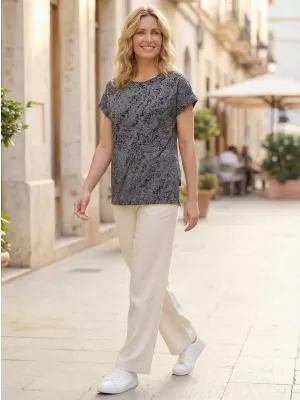 Tricou dama cu maneca scurta SAM 73 VERONICA WT 843 NEGRU