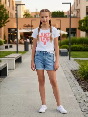 Tricou fetita cu maneca scurta SAM 73 JAYLENE GT 565 ALB