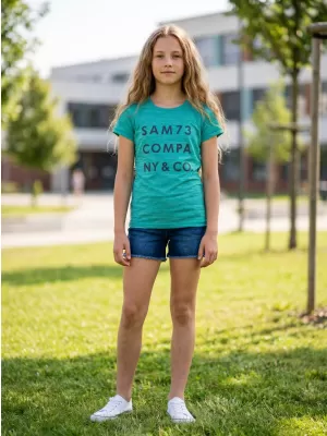 Tricou fetita cu maneca scurta SAM 73 ABLAKA GT 568 TURCOAZ