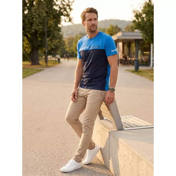  Tricou pentru bărbați cu mâneci scurte SAM 73 MALCOLM MT 800 ALBASTRU STRĂLUCITOR 