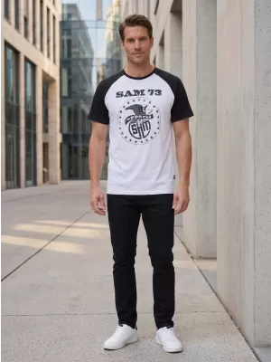 Tricou bărbătesc cu mâneci scurte SAM 73 JORDAN MT 805 ALB