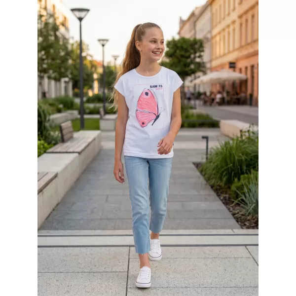  Tricou fetita cu maneca scurta SAM 73 AVERIE GT 566 ALB 
