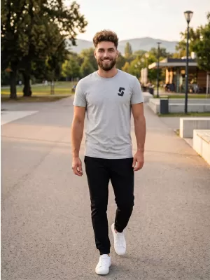 Tricou bărbătesc cu mâneci scurte SAM 73 DOUGALL MT 801 GRI DESCHIS