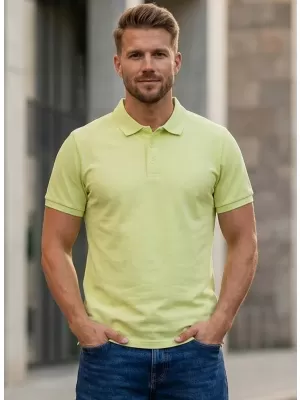 Tricou pentru bărbați cu guler SAM 73 HENRY MT 788 SVĚTLE GALBEN VERZUI