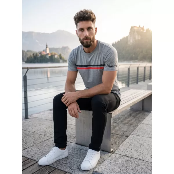  Tricou bărbătesc cu mâneci scurte SAM 73 LARRY MT 803 GRI 