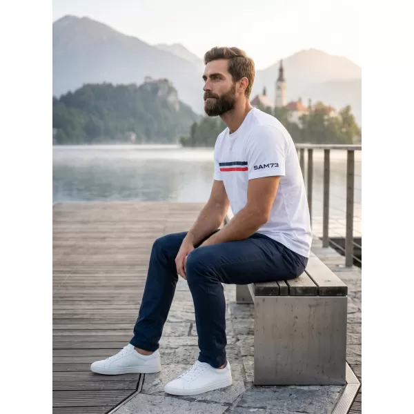  Tricou pentru bărbați cu mâneci scurte SAM 73 LARRY MT 803 ALB 
